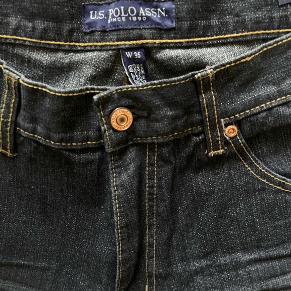 US Polo Association Shorts Men's Denim Dark Blue Wash Size 36 baggy relaxed fit - Picture 4 of 7